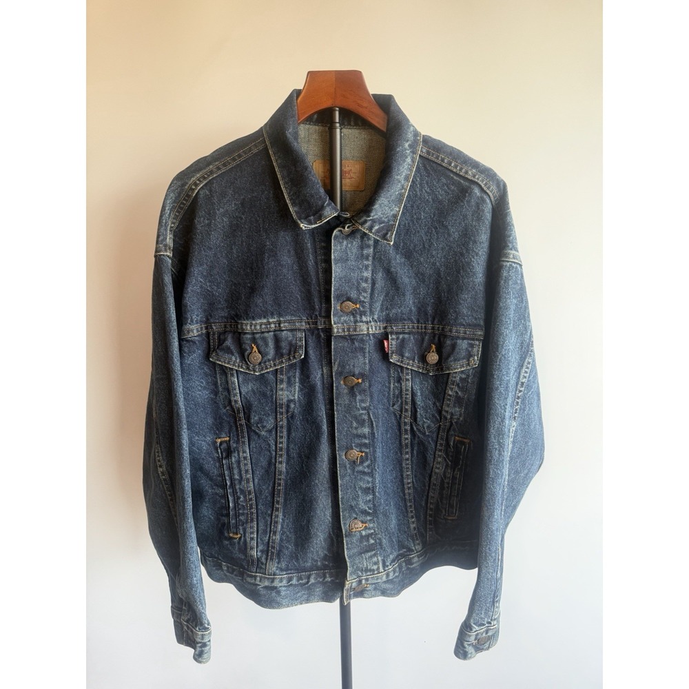 Vintage Levis Type 3 Denim Trucker Jacket Mens USA 80s 70507 Fuzzy Blue Denim Xl